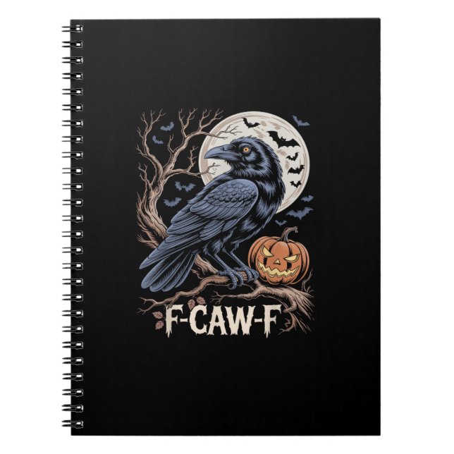 Carnet Oiseau corbeau drôle rétro F-Caw-F Corbeau oiseau  (Devant)