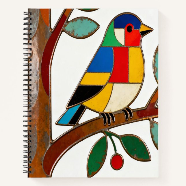 Carnet Oiseau d'art populaire coloré (Devant)