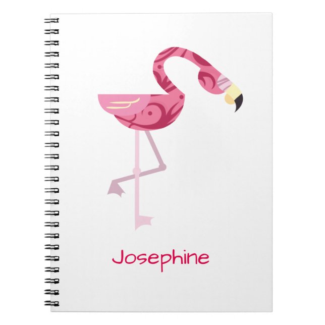 Carnet Oiseau de Flamant rose rose personnalisé (Devant)