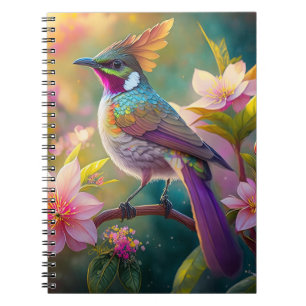 Carnet Oiseau d'Imaginaire à arc-en-ciel orangé
