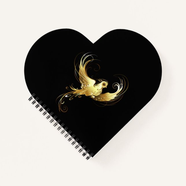Carnet Oiseau d'or sur Arrière - plan noir (Devant)