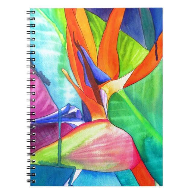 Carnet Oiseau du Paradis Strelitzia fleur art tropical (Devant)