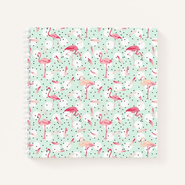Carnet Oiseau Flamant rose Avec Plumes (Devant)