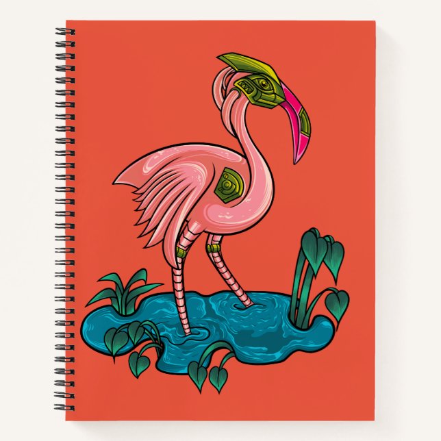 Carnet Oiseau mécanique, Robot mécanique Flamant rose ros (Devant)