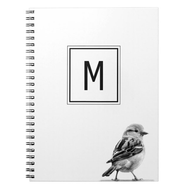 Carnet Oiseau mignon personnalisez votre lettre initiale  (Devant)