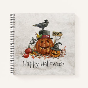 Carnet Oiseau noir d'Halloween et Citrouilles   Ordinateu