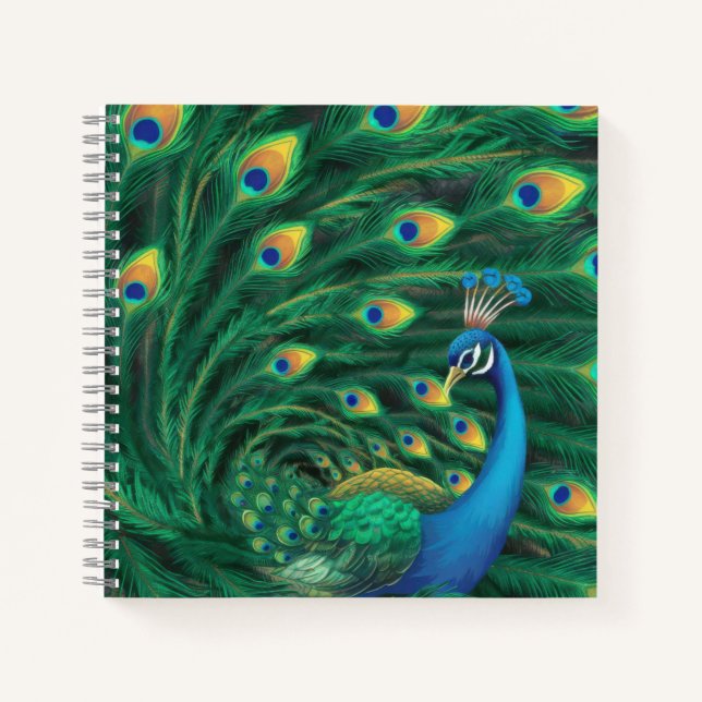 Carnet Oiseau Paon Bleu (Devant)