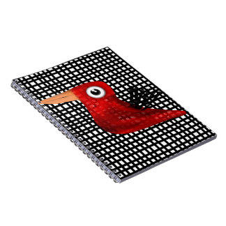 Carnet Oiseau rouge Gingham bio lignes Rupydetequila noir