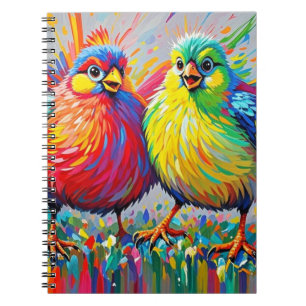 Carnet Oiseaux coloré art abstrait gras géant mignon drôl