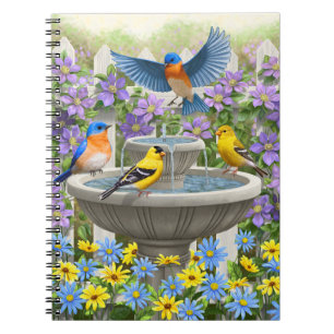 Carnet Oiseaux colorés et jardin de fleurs de bain d'oise
