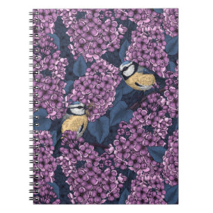 Carnet Oiseaux dans le jardin violet lilas