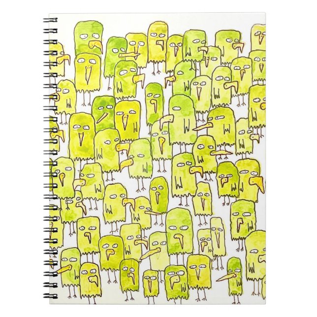 Carnet Oiseaux de dessin animé verts drôles  (Devant)