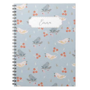 Carnet Oiseaux de Noël personnalisables Motif sans coutur