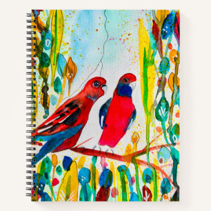 Carnet Oiseaux de Rosella dans l'art de l'aquarelle des a