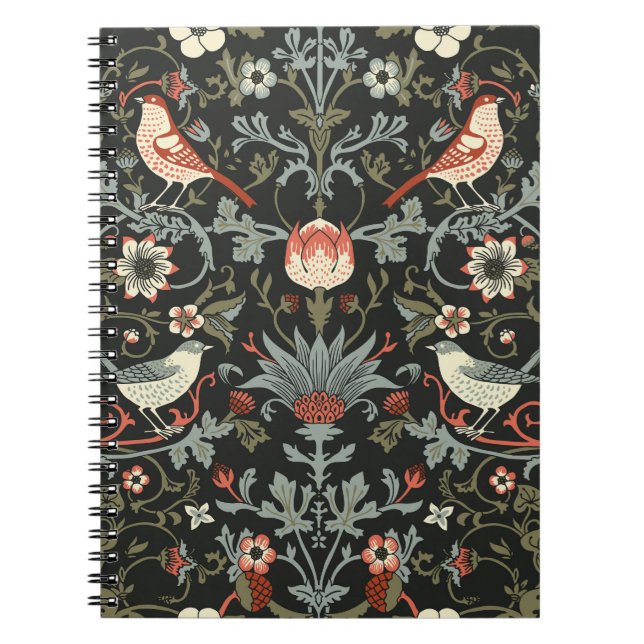 Carnet Oiseaux floraux Vintages foncés enchantés (Devant)