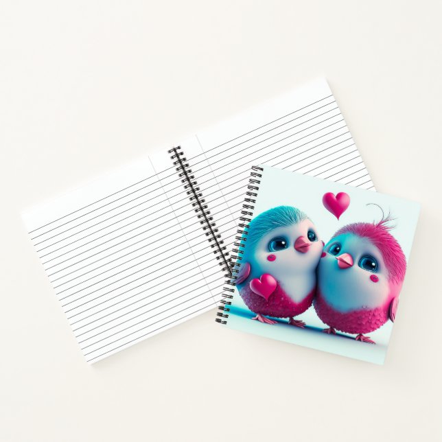 Carnet Oiseaux mignons Amour Coeurs Saint Valentin (Intérieur)