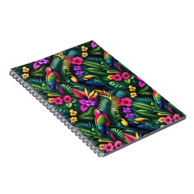 Carnet Oiseaux Tropicaux Rêves de Jungle Motif de Surface (Côté Droit)