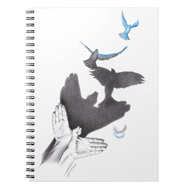 Carnet Oiseaux volants à l'ombre de la main Illusion Art  (Devant)