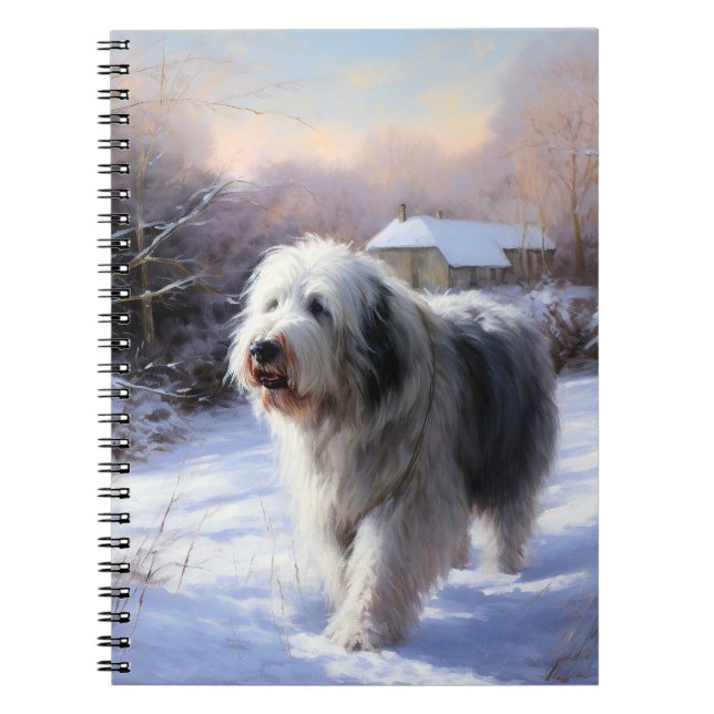 Carnet Old English Sheepdog Laisser neiger Noël (Devant)