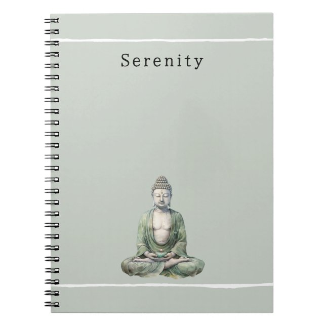 Carnet Olive Green Buddha Meditation Personalized  (Devant)