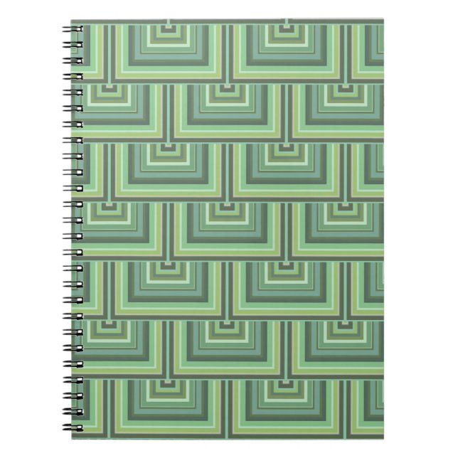 Carnet Olive green stripes square scales pattern (Devant)
