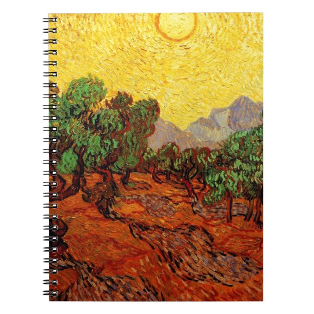 Carnet Olive Trees with Yellow Sky and Sun (Devant)