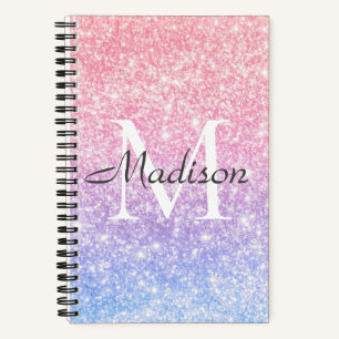 Carnet Ombre couleur bleu rose Nom de la Parties scintill