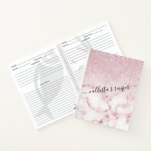 Carnet Ombre de marbre de marbre rose rose brillant