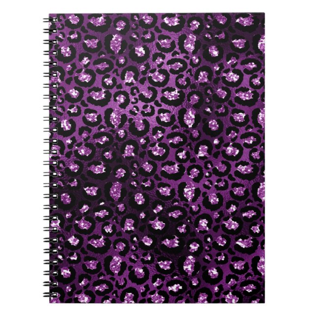 Carnet Ombre Violet & Taches de Léopard Pailletées Noir G (Devant)
