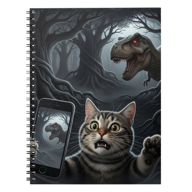 Carnet OMG A Dinosaur ! Selfie de chat drôle avec T-Rex (Devant)
