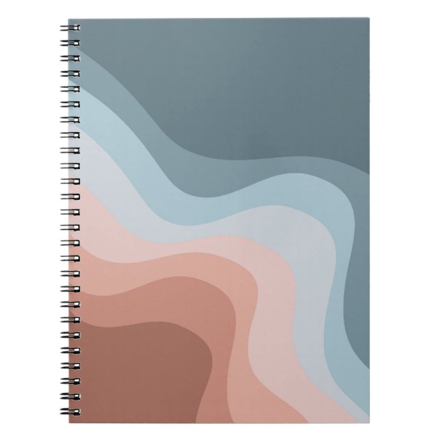 Carnet Ondes de style rétro bleu et rose (Devant)