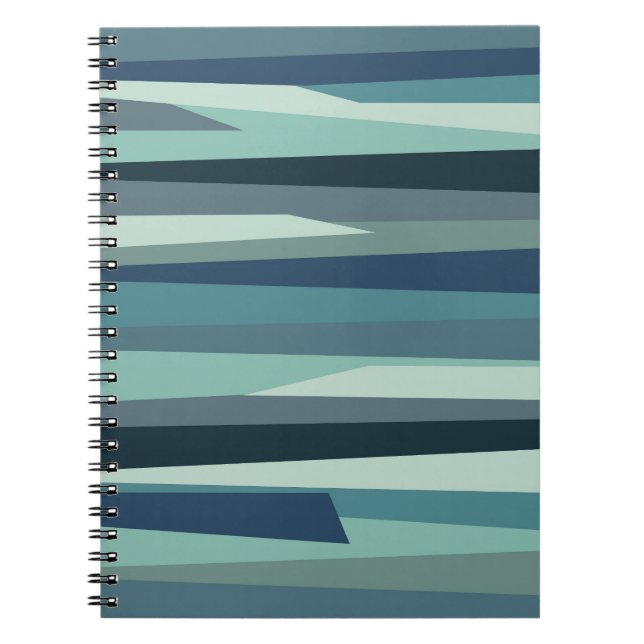 Carnet Ondes océaniques géométriques bleues (Devant)