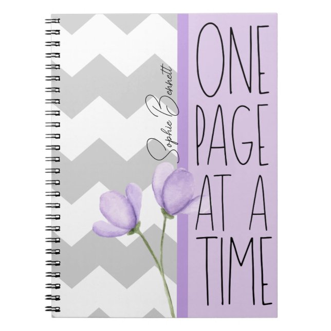 Carnet One Page at a Time – Motivational Lavender Floral (Devant)
