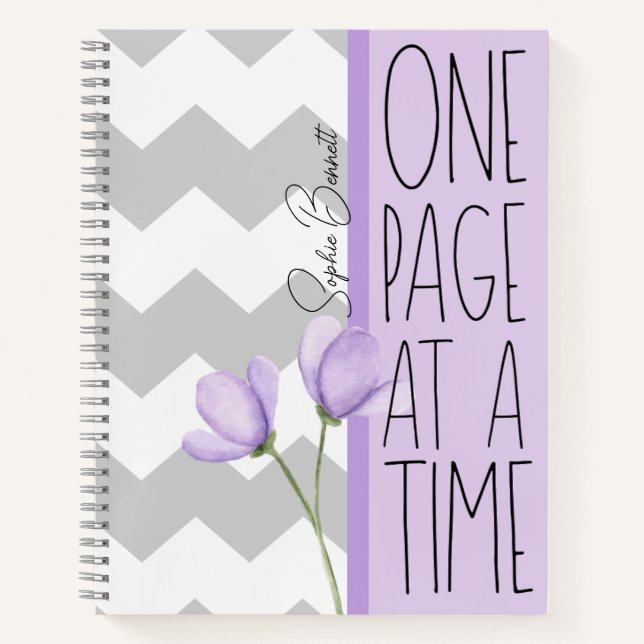 Carnet One Page at a Time – Motivational Lavender Floral (Devant)