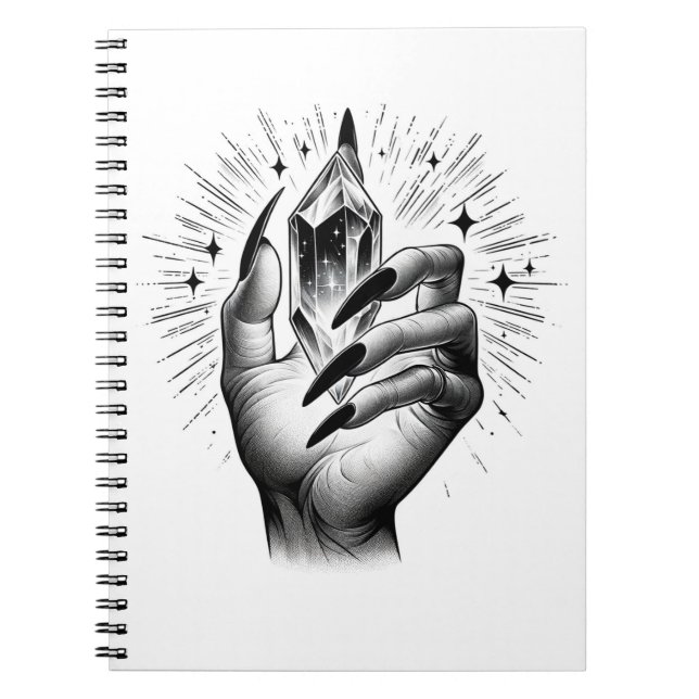 Carnet Ongles Noirs Longs & Grimoire de Sortilège Magique (Devant)