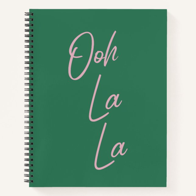 Carnet Ooh La La Funny Citation française rose et verte (Devant)