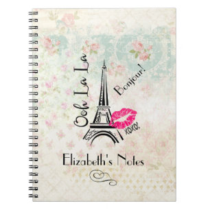 Carnet Ooh La La Paris Tour Eiffel sur Motif Vintage