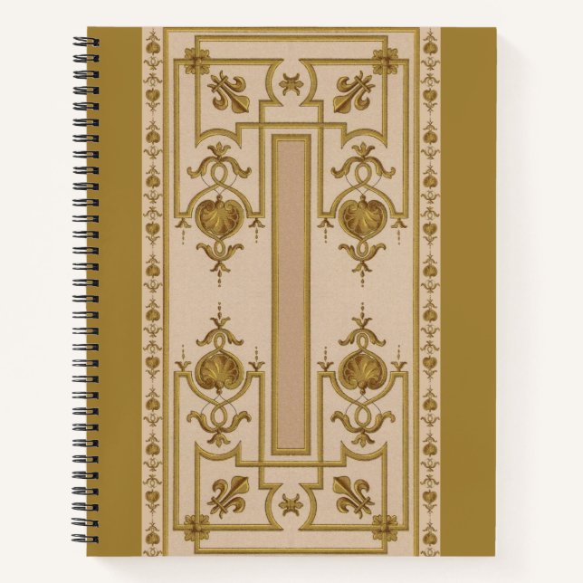 Carnet opulent imprimé baroque d'or (Devant)
