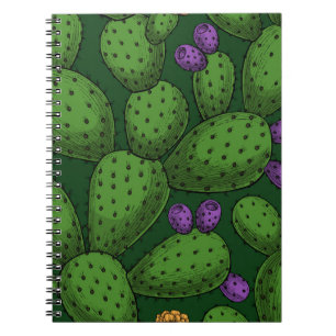 Carnet Opuntie de floraison sur vert foncé