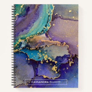 Carnet Or Art Liquide Abstrait Marbré Doré Coloré