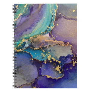 Carnet Or Art Liquide Abstrait Marbré Doré Coloré