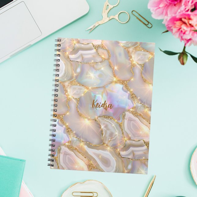 Carnet Or beige agate nom holographique (Créateur téléchargé)