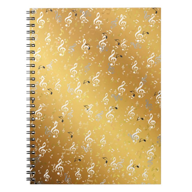 Carnet or, blanc, musique, musique, note, blanc, mélodie, (Devant)