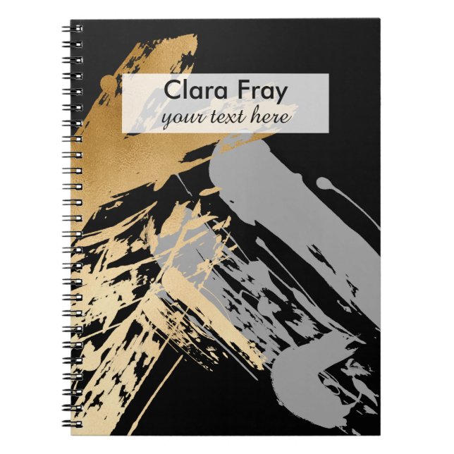 Carnet or élégant de faux et traçages gris (Devant)