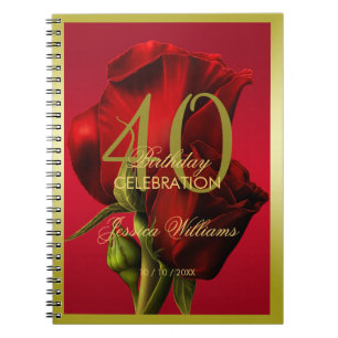 Carnet Or encadré romantique Rose rouge Anniversaire