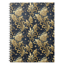 Or et noir Motif floral damassé luxueux et royal