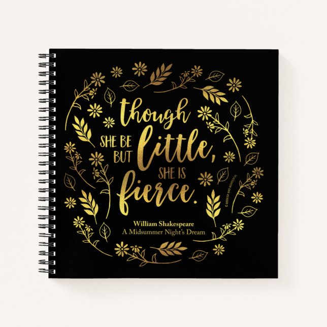 Carnet Or Floral Petit Mais Fierce William Shakespeare (Devant)
