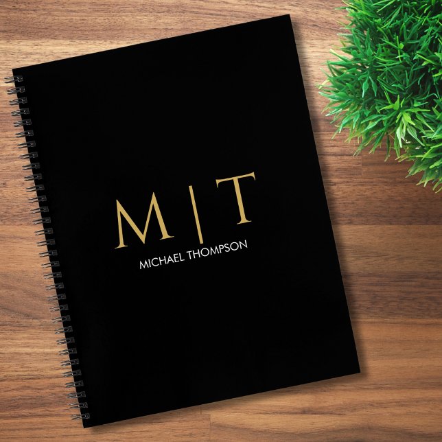 Carnet Or Monogrammé Moderne Or Noir Professionnel  (Créateur téléchargé)