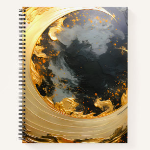 Carnet Or noir Abstrait Tourbillon Moderne Lune