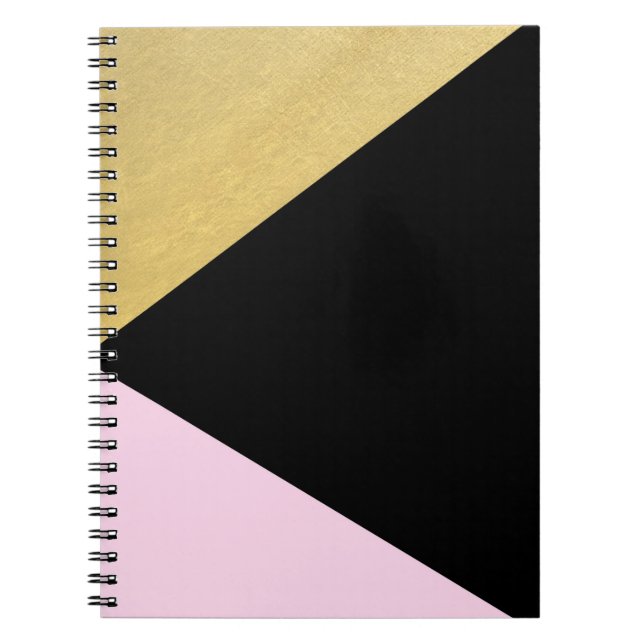 Carnet Or Noir & Rose Bloc de Couleur Mod Glam Triangles (Devant)